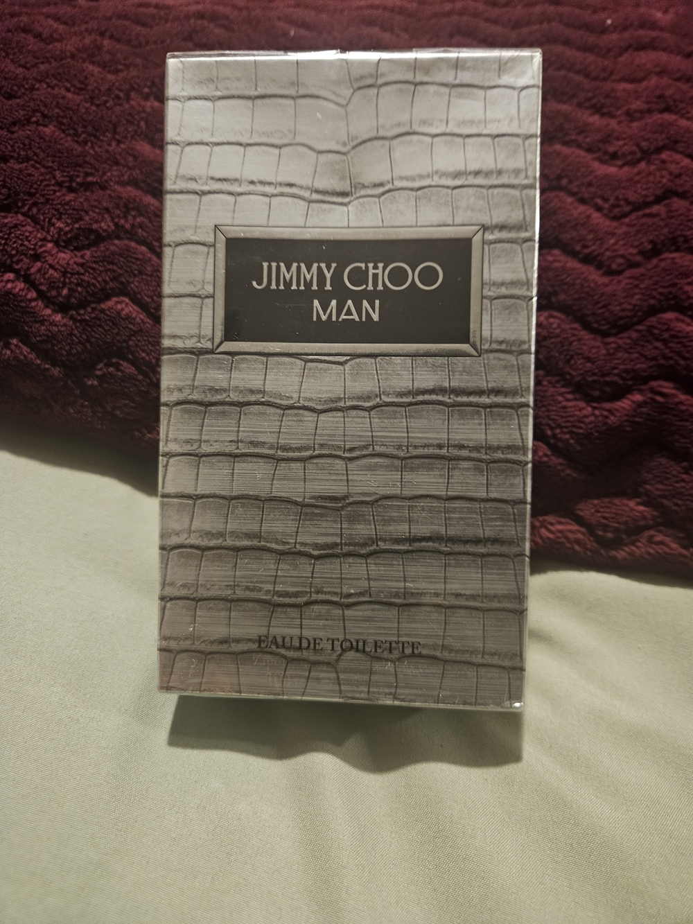 Jimmy Choo Man in Gray Croc-Embossed Packaging